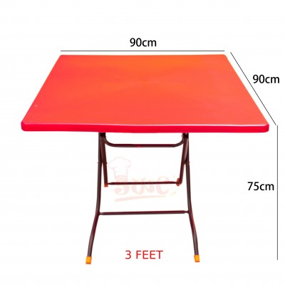 3V  SQUARE PLASTIC TABLE(RED) 3ft x 3ft