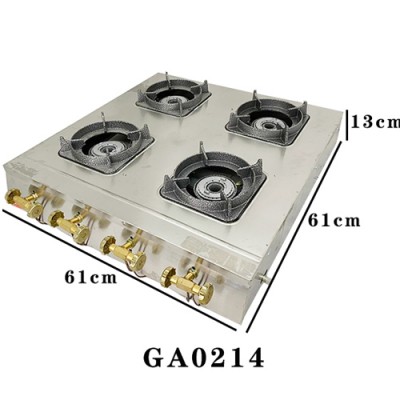 GA0214 4 Burner Stainless Steel Gas Cooker Medium Pressure