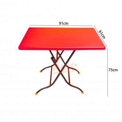 3V  SQUARE PLASTIC TABLE(RED) 3ft x 3ft